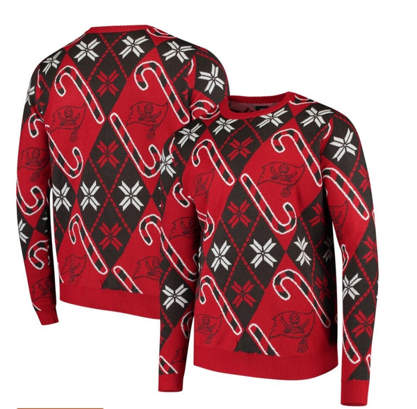 Tampa Bay Buccaneers Candy Cane Sweater