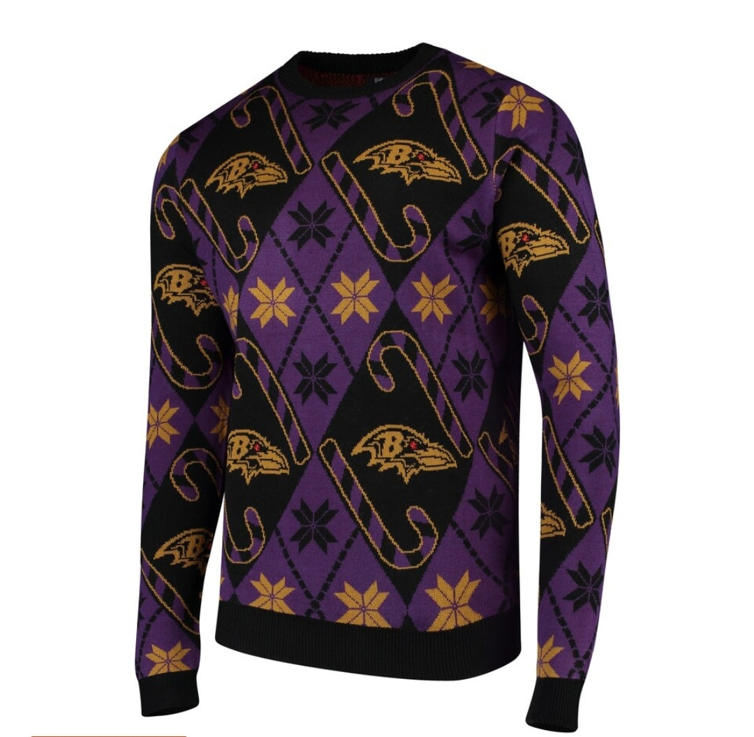Baltimore Ravens Candy Cane Sweater