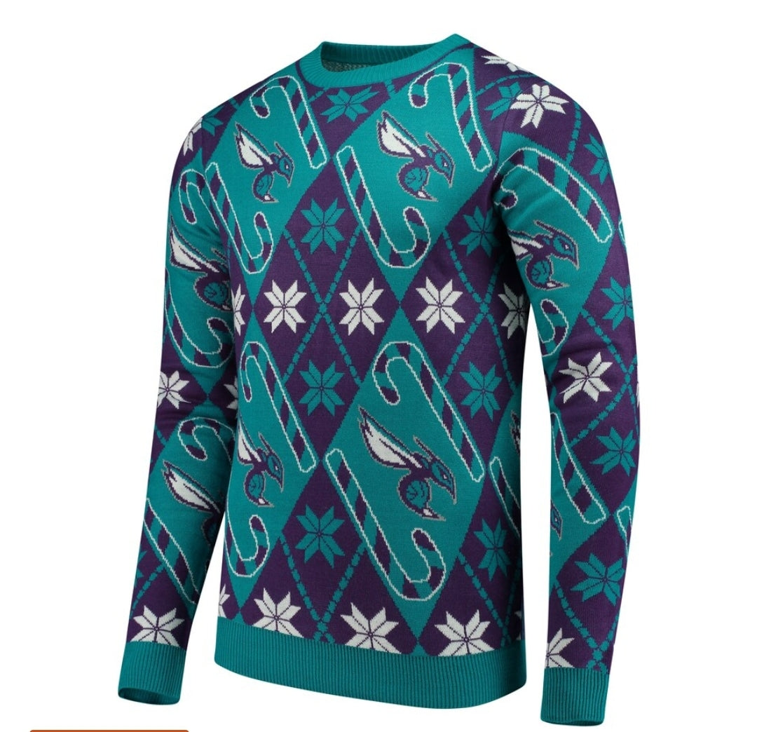Charlotte Hornets Candy Cane Sweater