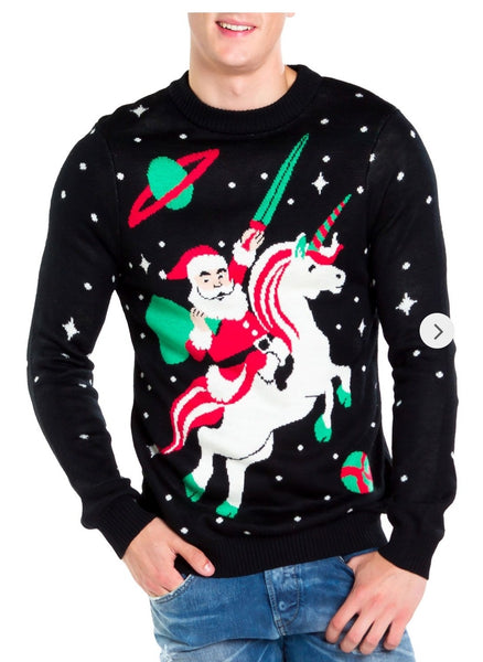 Tipsy Elves Womens Santa Unicorn Sweater