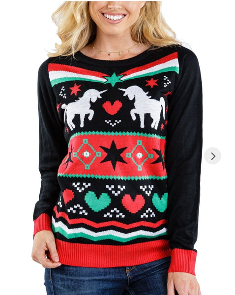 Tipsy Elves Women's Yuletide Unicorn Sweater