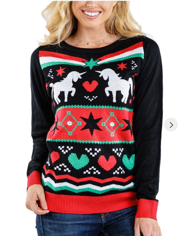 Tipsy Elves Women's Yuletide Unicorn Sweater